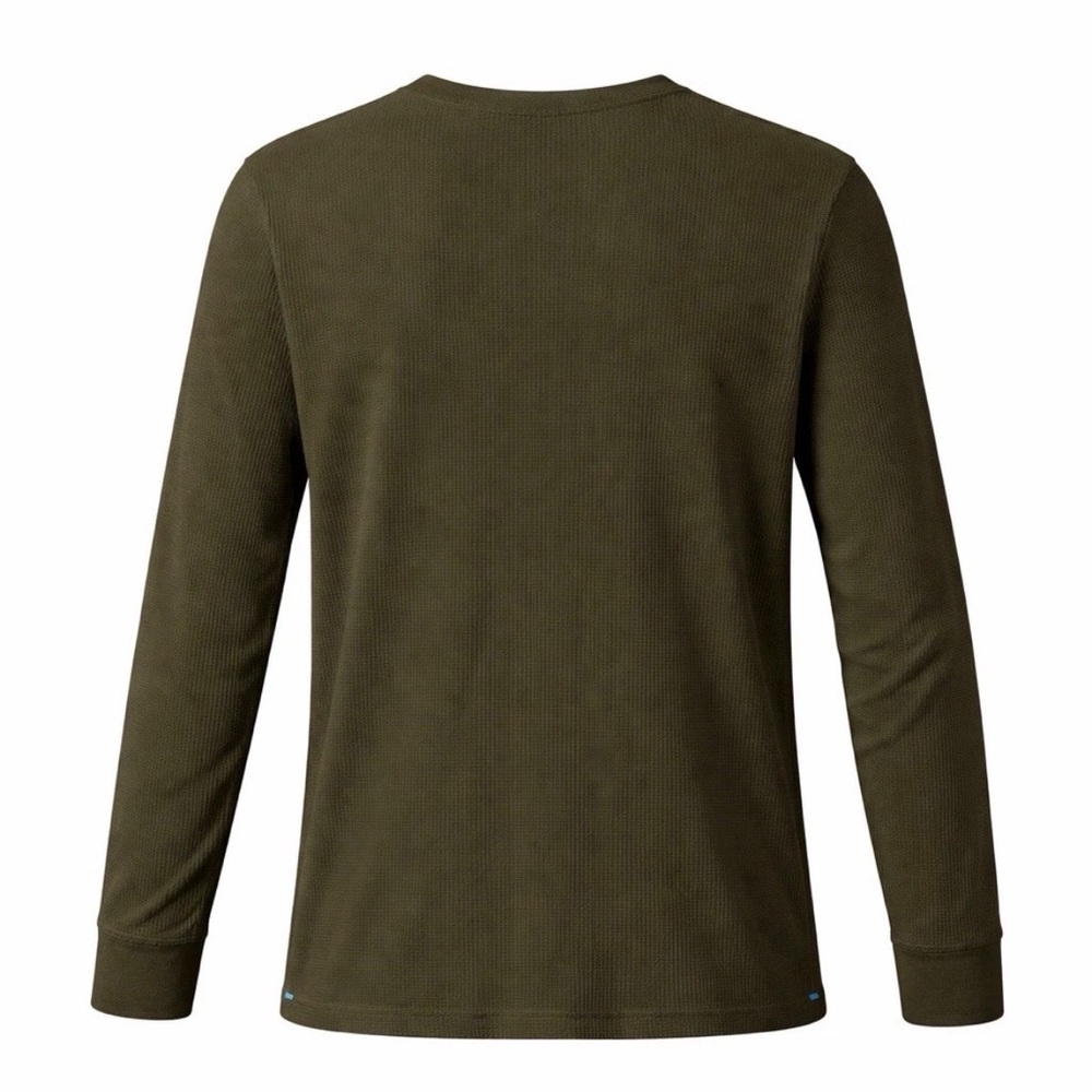 Columbia Men’s Waffle Knit Henley Long Sleeve Green Size M NWT - Picture 2 of 5